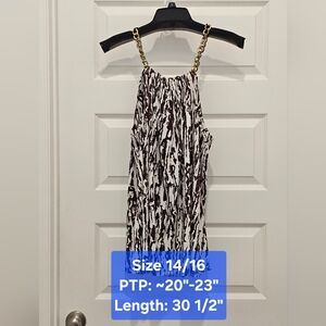 Yvos Sleeveless Top with Gold Chain Straps, EUC  Size 14/16